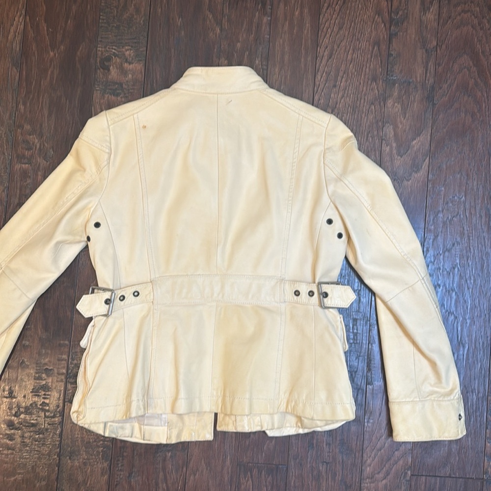 Banana Republic ivory leather moto jacket size XS - Picture 3 of 4